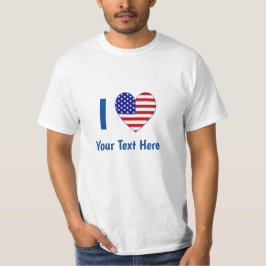 Camiseta I (USA Flag Heart) Tu texto Hombres