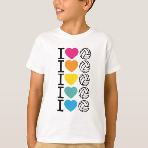 Camiseta I voleibol del corazón - arco iris