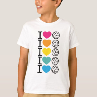 Camiseta I voleibol del corazón - arco iris
