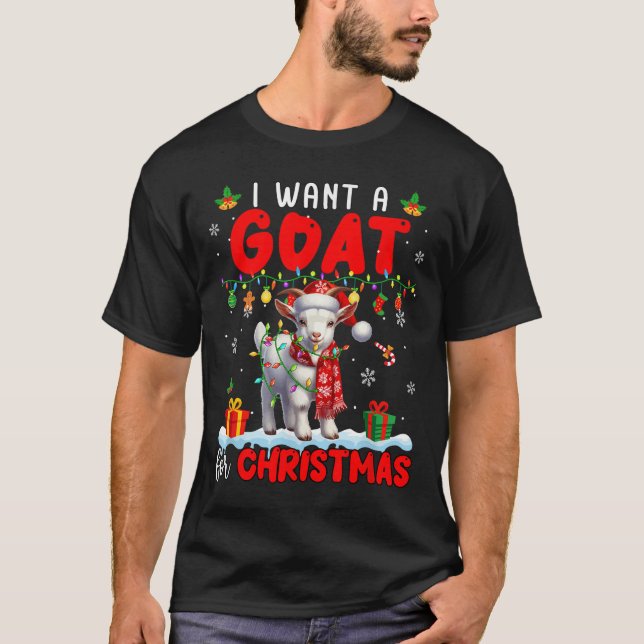 Camiseta I Want A Goat For Christmas Santa Goat Farmer Ranc (Anverso)