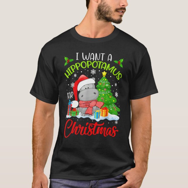 Camiseta I Want A Hippopotamus For Christmas Cute Xmas Cost (Anverso)
