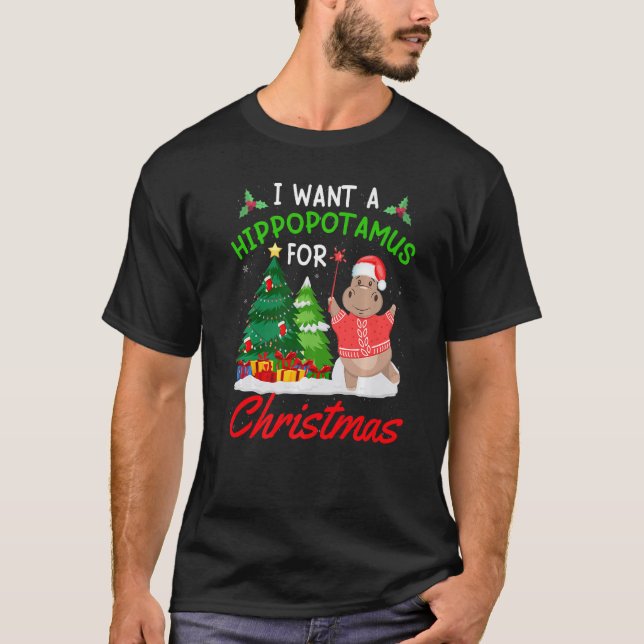 Camiseta I Want A Hippopotamus For Christmas for Kid Women  (Anverso)