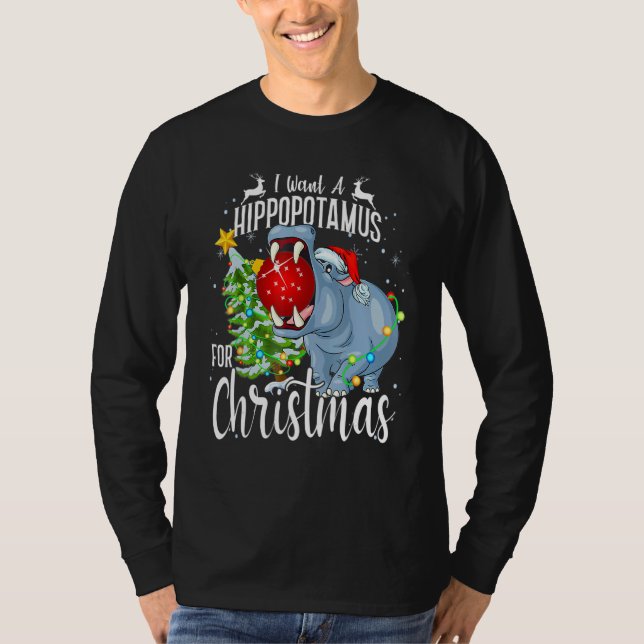 Camiseta I Want A Hippopotamus For Christmas  Hippo Pajamas (Anverso)