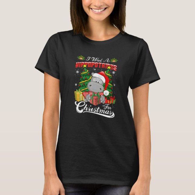 Camiseta I Want A Hippopotamus For Christmas Tree Xmas Hipp (Anverso)