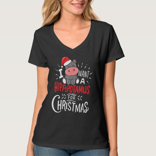 Camiseta I Want A Hippopotamus For Christmas Xmas Hippo 5 (Anverso)