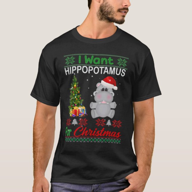 Camiseta I Want A Hippopotamus For Christmas Xmas Hippo for (Anverso)