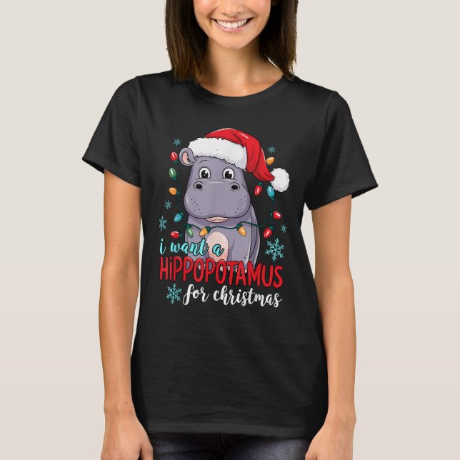 Camiseta I Want A Hiptamus For Christmas Cute Christmas Cos (Anverso)