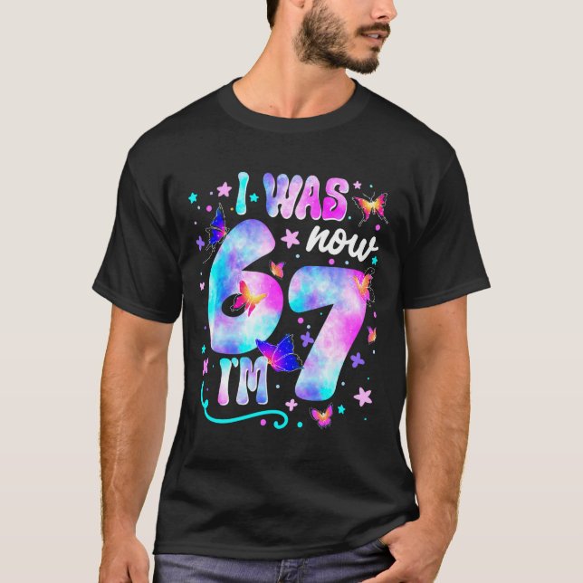 Camiseta I Was 6 Now I’m 7 Butterfly 7th Birthday Girls Kid (Anverso)