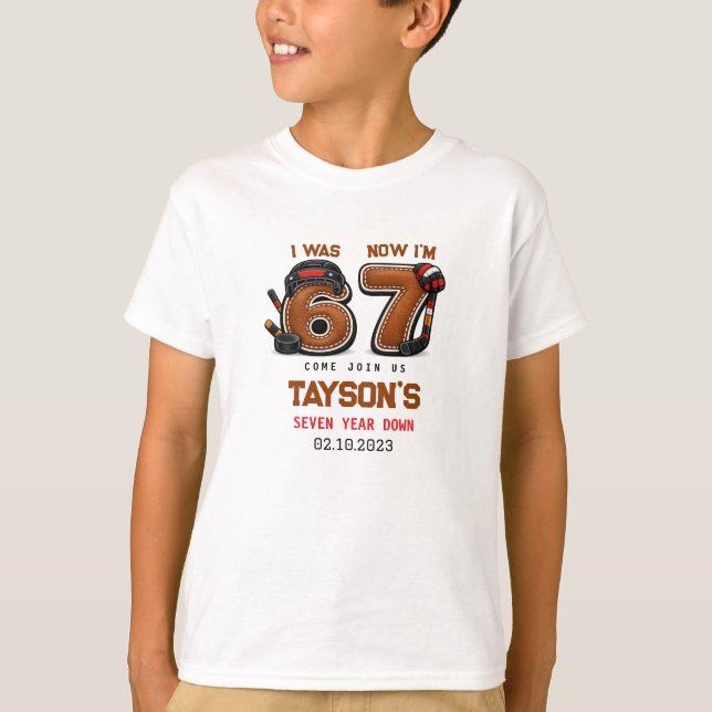 Camiseta I Was 6, Now I’m 7 – Hockey 7th Birthday Party (Anverso)