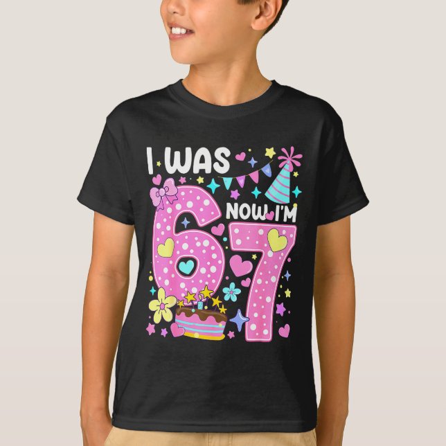 Camiseta I Was 6 Now I'm 7 7th Birthday Girl Nk Coquette Bo (Anverso)