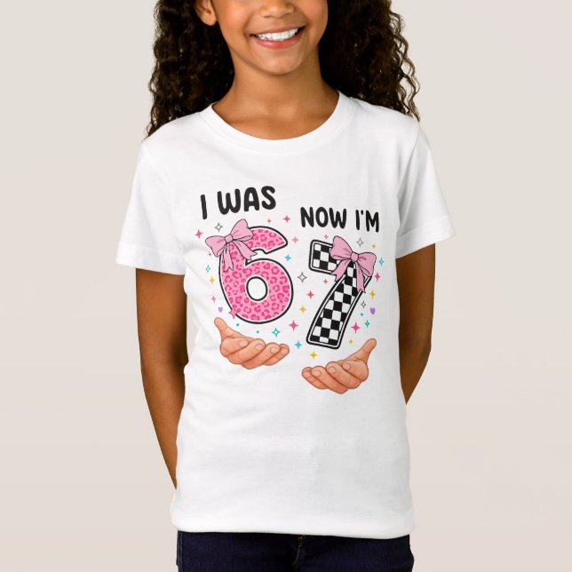 Camiseta I was 6 now I'm 7 cute birthday numbers (Anverso)
