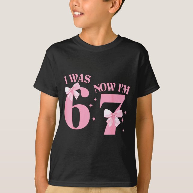 Camiseta I Was 6 Now I'm 7 Year Old Birthday Girls Coquette (Anverso)