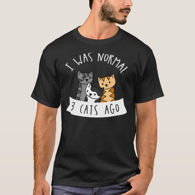 Camiseta I Was Normal 3 Cats Ago - Womens Cat Lover (Anverso)