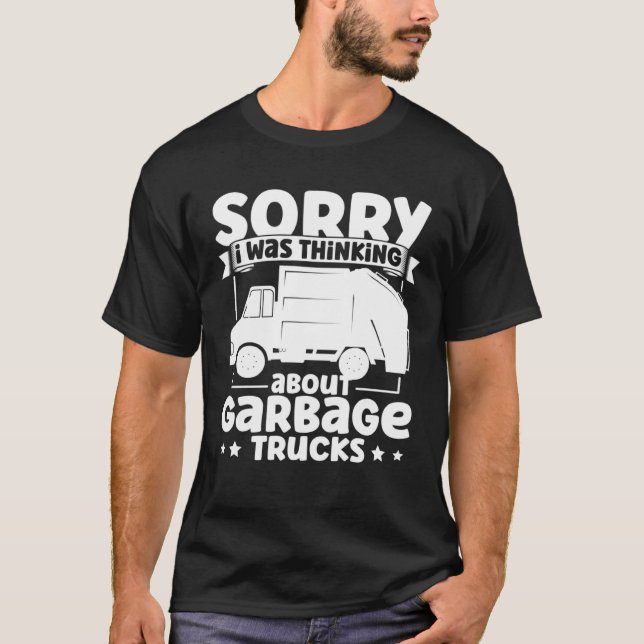 Camiseta I Was Thinking About Garbage Trucks for Toddler Bo (Anverso)