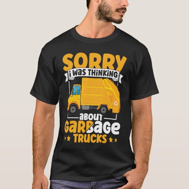 Camiseta I Was Thinking About Garbage Trucks for Toddler Bo (Anverso)