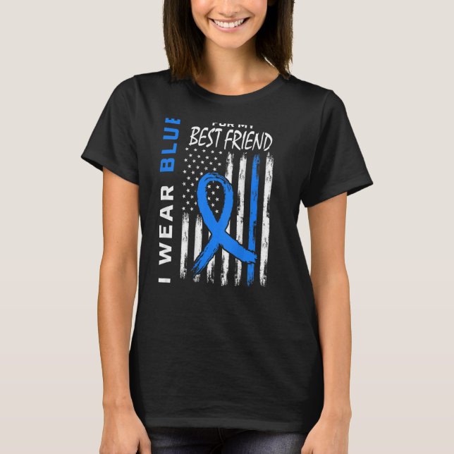 Camiseta I Wear Blue Best Friend Diabetes Awareness Flag Ba (Anverso)
