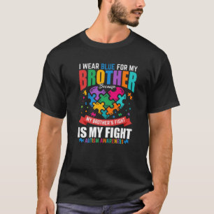 Camiseta I Wear Blue For Brother Puzzle Pieces Heart Autism