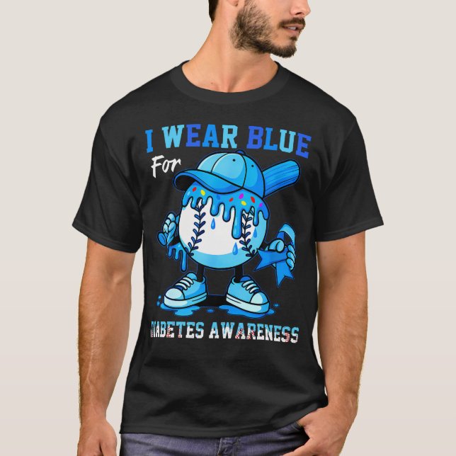 Camiseta I Wear Blue For Diabetes Awareness Baseball Drip R (Anverso)