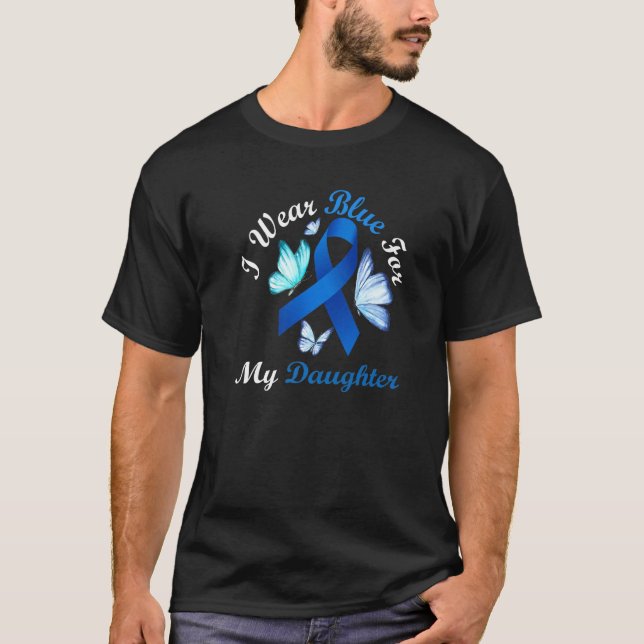 Camiseta I Wear Blue For My Daughter Butterfly Diabetes Awa (Anverso)