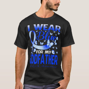 Camiseta I Wear Blue For My GODFATHER ALS Awareness Butterf
