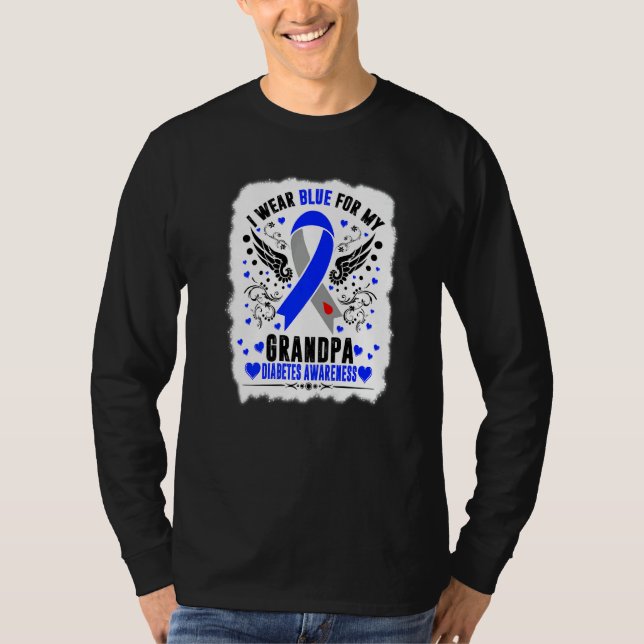 Camiseta I Wear Blue For My Grandpa Diabetes Awareness Mont (Anverso)