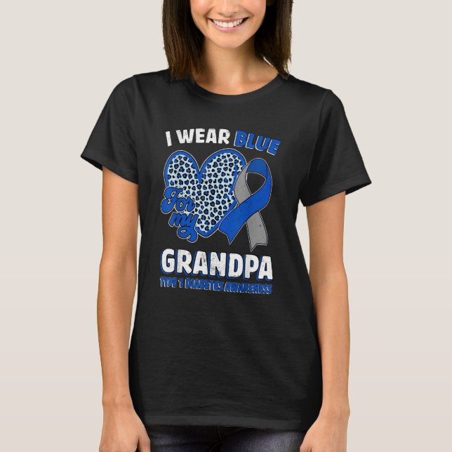 Camiseta I Wear Blue For My GrandPa Diabetes Awareness Ribb (Anverso)
