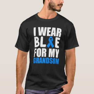 Camiseta I Wear Blue For My Grandson Autism Awareness Ribbo