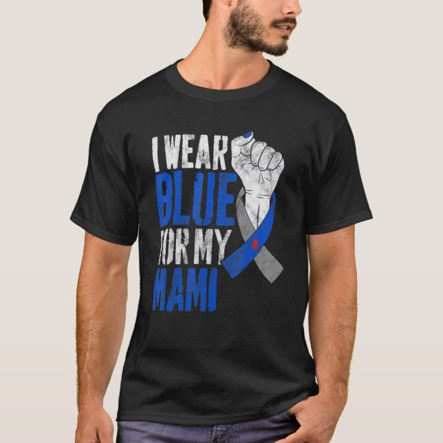 Camiseta I Wear Blue For My Mami Diabetes Awareness Ribbon (Anverso)