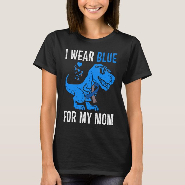 Camiseta I Wear Blue For My Mom Rex Dino Diabetes Awareness (Anverso)