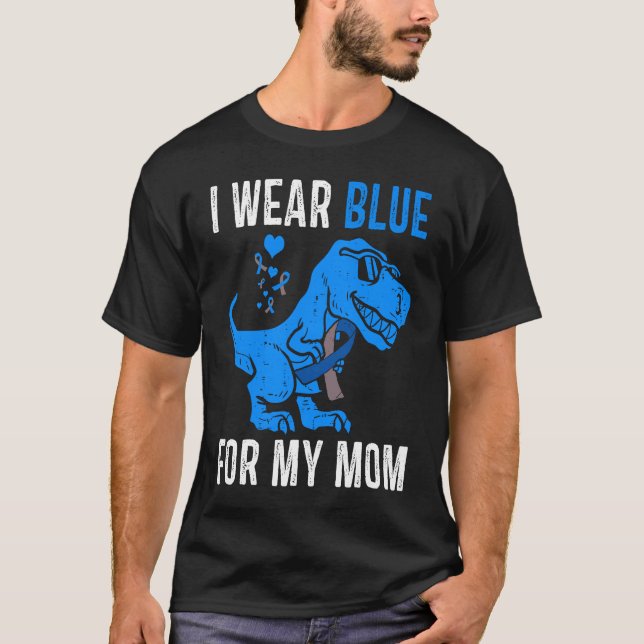 Camiseta I Wear Blue For My Mom Rex Dino Diabetes Awareness (Anverso)