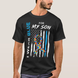 Camiseta I Wear Blue For My Son American Flag Ribbon Puzzle