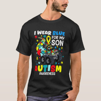 Camiseta I Wear Blue For my son Autism Awareness Monster Tr