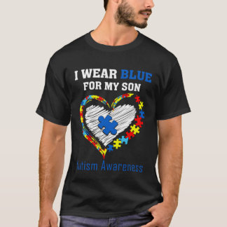 Camiseta I Wear Blue For My Son Autism Awareness Month for