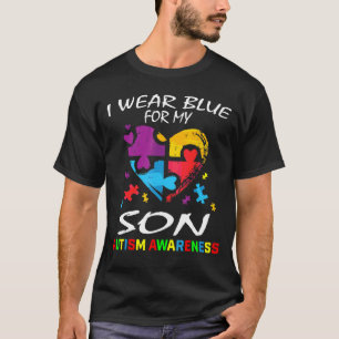 Camiseta I Wear Blue For My Son Autism Awareness Parents Mo