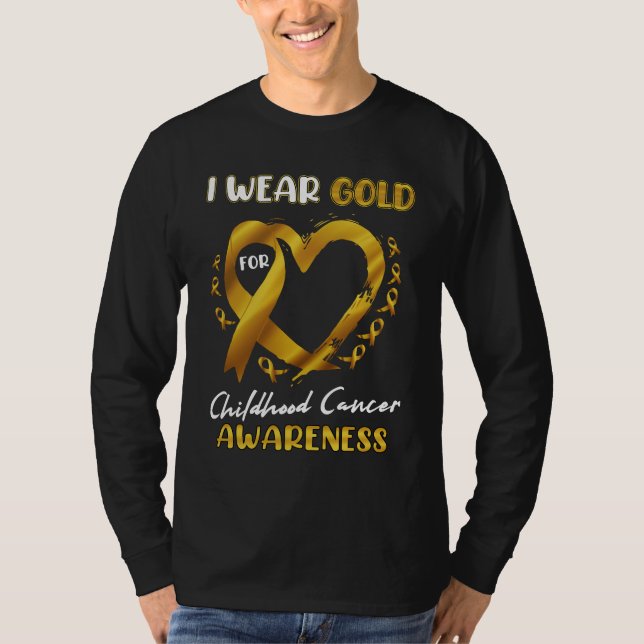 Camiseta I Wear Gold For Childhood Cancer Awareness Heart L (Anverso)