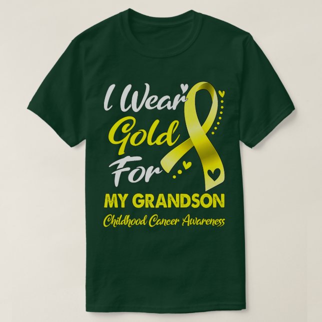 Camiseta I Wear Gold For My Grandson Childhood Cancer Aware (Diseño del anverso)
