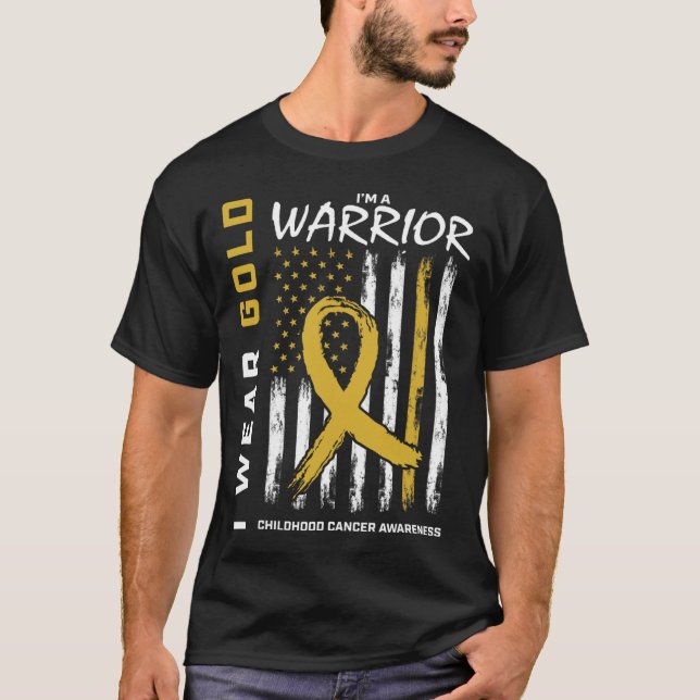 Camiseta I Wear Gold Warrior Childhood Cancer Awareness Ame (Anverso)