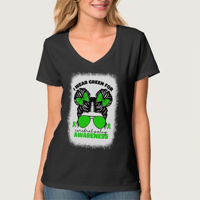 Camiseta I Wear Green For Cerebral Palsy For Kids Girls Cp  (Anverso)