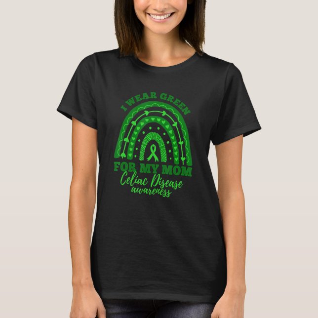 Camiseta I Wear Green For My Mom Rainbow Celiac Disease Awa (Anverso)