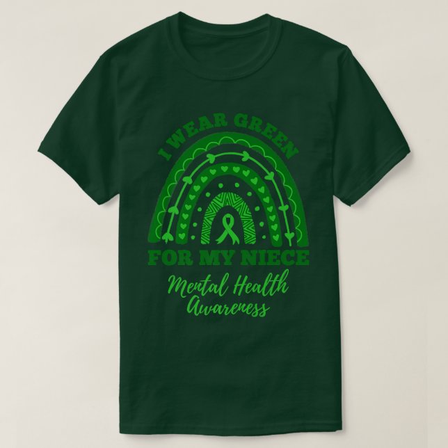 Camiseta I Wear Green For My Niece Rainbow Mental Health Aw (Diseño del anverso)