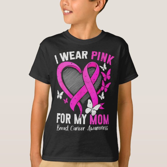 Camiseta I Wear Nk For Mom Breast Cancer Awareness Butterfl (Anverso)