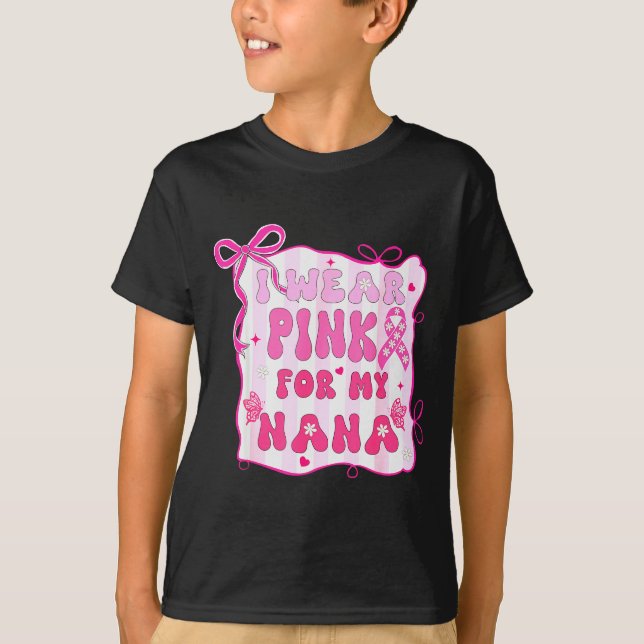 Camiseta I Wear Nk For My Nana Grandma Preppy Breast Cancer (Anverso)