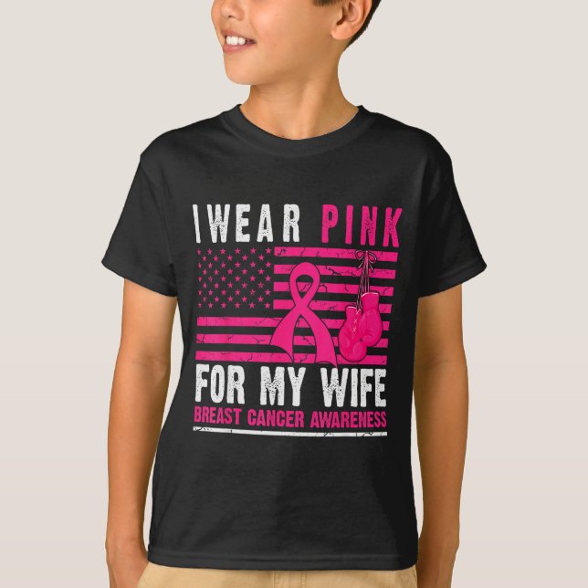 Camiseta I Wear Nk For My Wife Breast Cancer Husband Cancer (Anverso)
