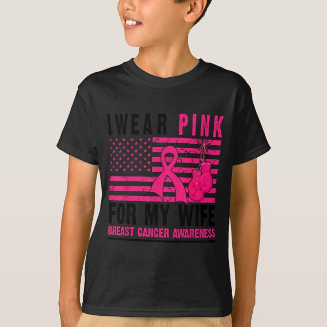 Camiseta I Wear Nk For My Wife Breast Cancer Husband Cancer (Anverso)