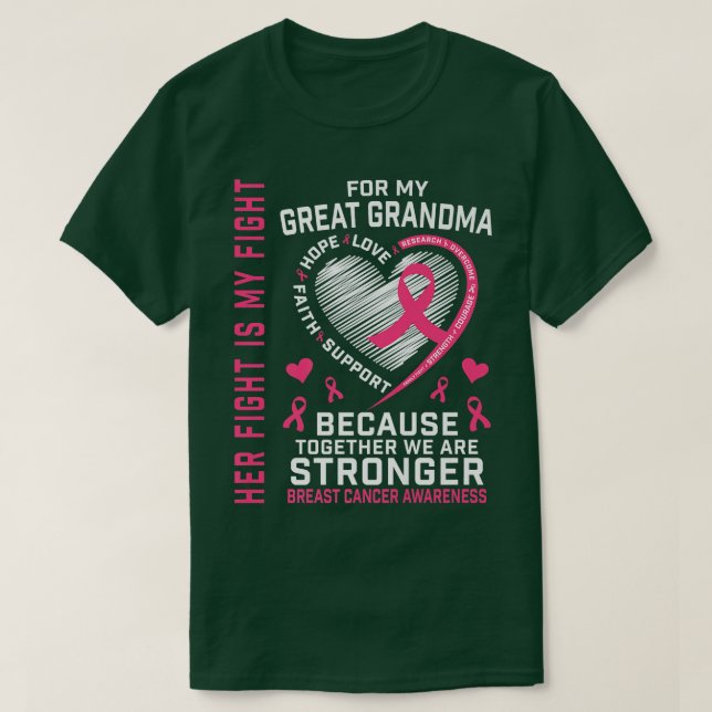 Camiseta I Wear Pink For My Great Grandma Breast Cancer Her (Diseño del anverso)