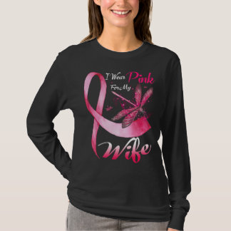 Camiseta I Wear Pink For My Wife Dragonfly Breast Cancer