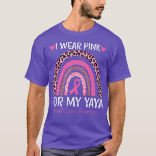 Camiseta I Wear Pink For My Yaya Rainbow Breast Cancer Supp
