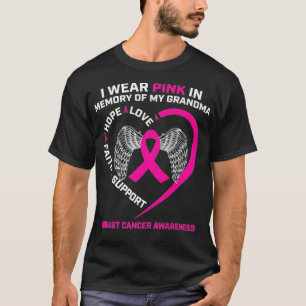 Camiseta I Wear Pink In Memory Of My Grandma Breast Cancer 