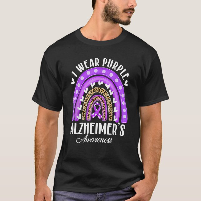 Camiseta I Wear Purple for Alzheimer's Awareness Heart Rain (Anverso)