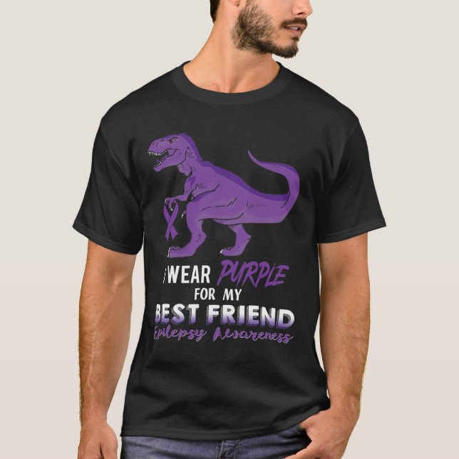Camiseta I Wear Purple For Best Friend Dinosaur Epilepsy Aw (Anverso)